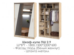 шкаф-купе ПШ-2.9 1500 Норд Белый жемчуг 1500 в Щучьем - shchuche.magazinmebel.ru | фото